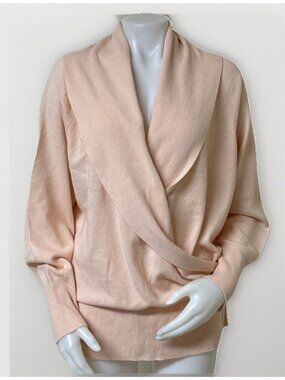 Sutton Studio 100% Cashmere Sweater Womens 2X Peach Crossover Wrapped Pullover
